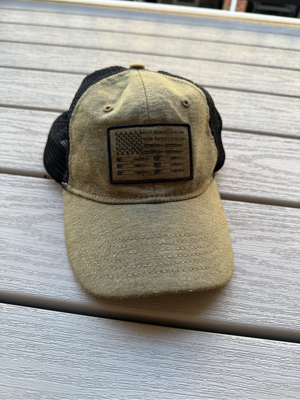 Grunt Style American Flag Trucker Hat Olive Green Black Mesh Snapback Cap